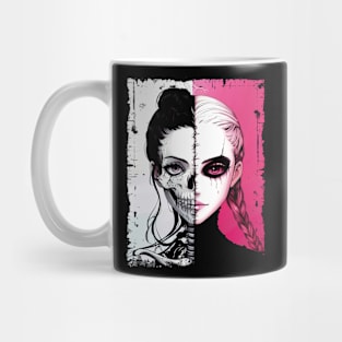 Skull Girl Bad Good Pink Split Mug